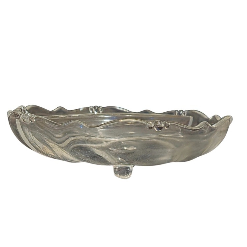 Vintage Retro mid century Glass Footed Candy Dish Relish Tray Divided Server - Picture 3 of 3